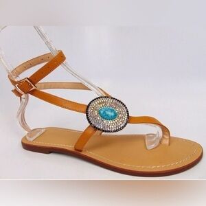 Hinyyrin Gladiator Sandle Topaz Stone Embellishment Size 6.5 NWOT